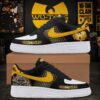 Wu Tang Clan Hip Hop Custom Air Force 1 Shoes, Black & Yellow Honeycomb Graphic Sneakers, Music Air Force 1 Shoes WU Tang Clan Hip Hop Custom Air Force 1 Shoes Black Yellow Honeycomb Graphic Sneakers