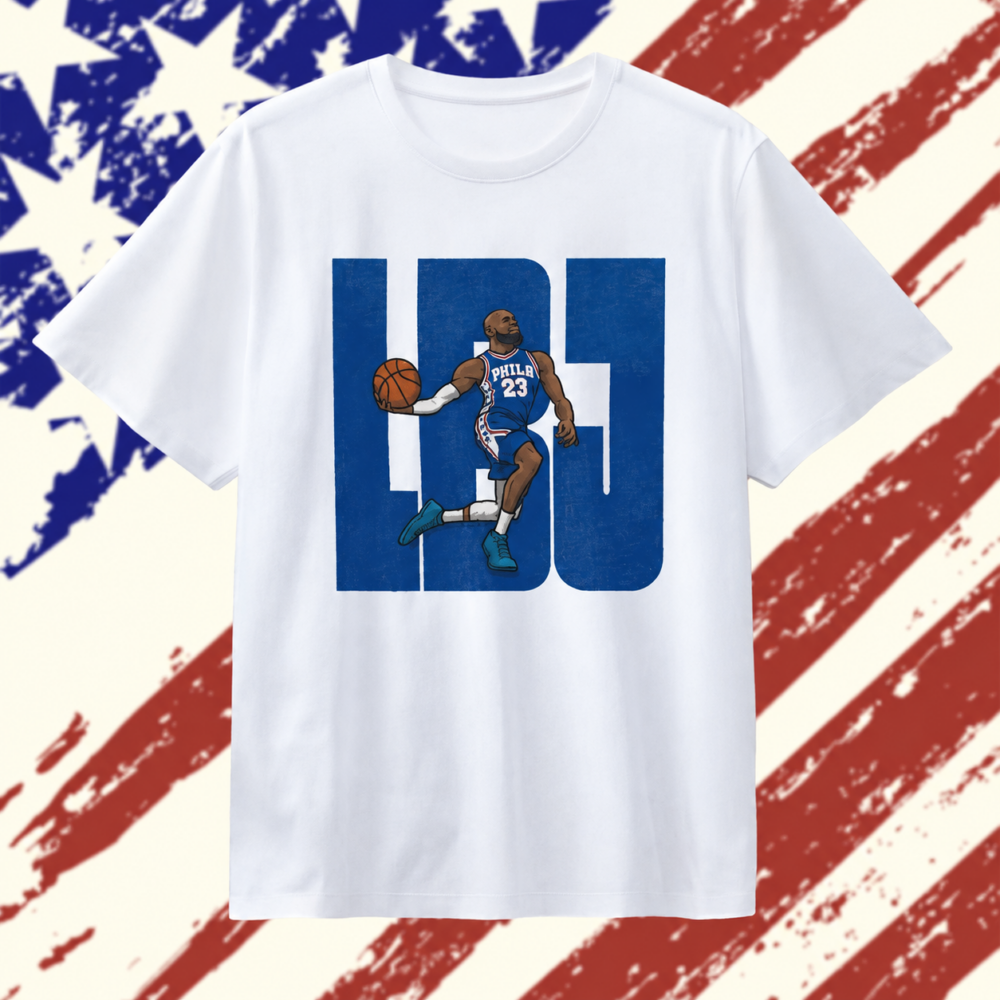 Philadelphia 76ers NBA Lbj Phila 23 Cartoon Caricature Basketball Player Dribbling T Shirt, Trending 2D Shirt Philadelphia 76ers NBA Lbj Phila 23 Cartoon Caricature Basketball Player Dribbling T Shirt, Trending 2D Shirt