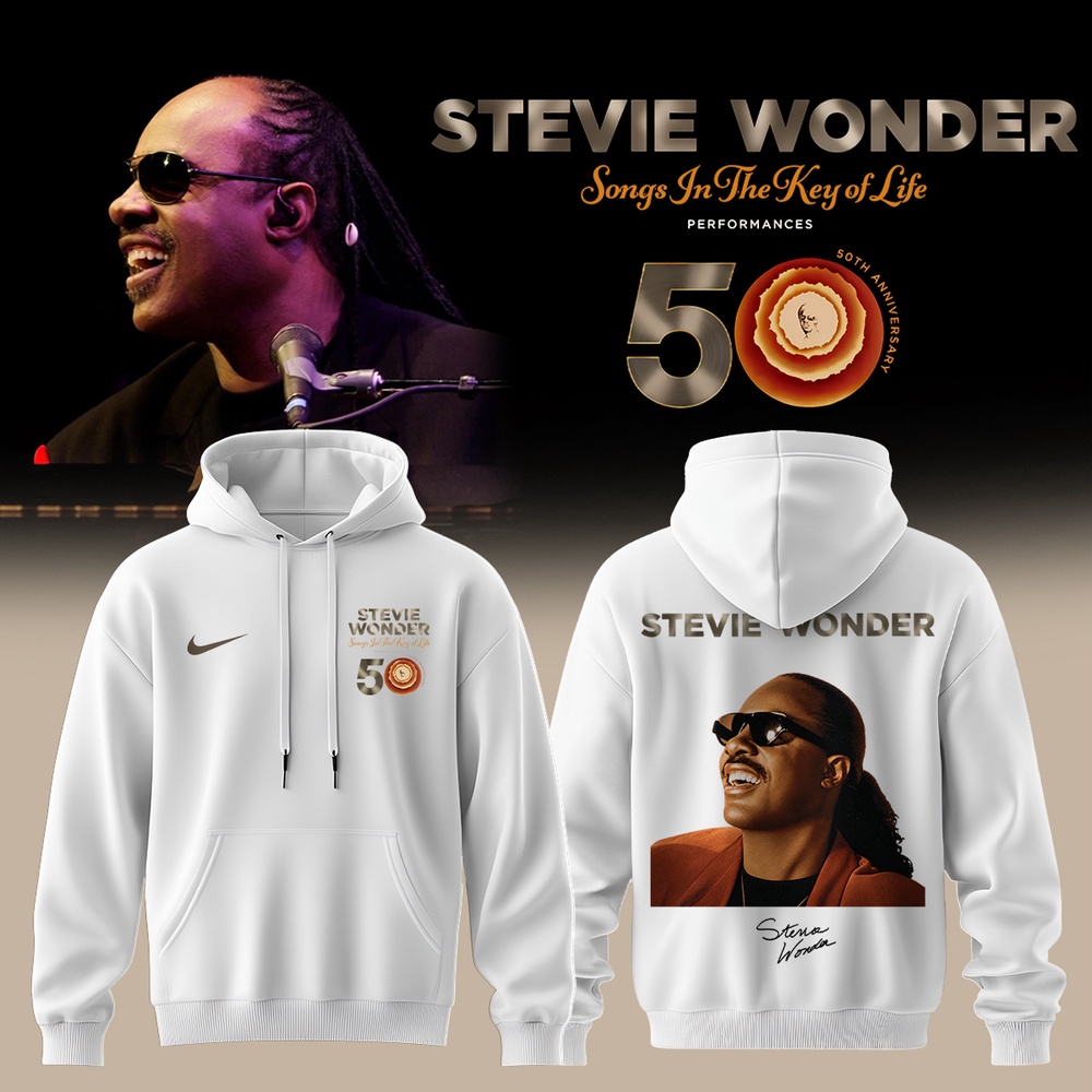 Stevie Wonder Songs in the Key of Life Performances 50th Anniversary Graphic White Hoodie, Trending 3D Music Shirt Stevie Wonder Songs in the Key of Life Performances 50th Anniversary Graphic White Hoodie, Trending 3D Music Shirt