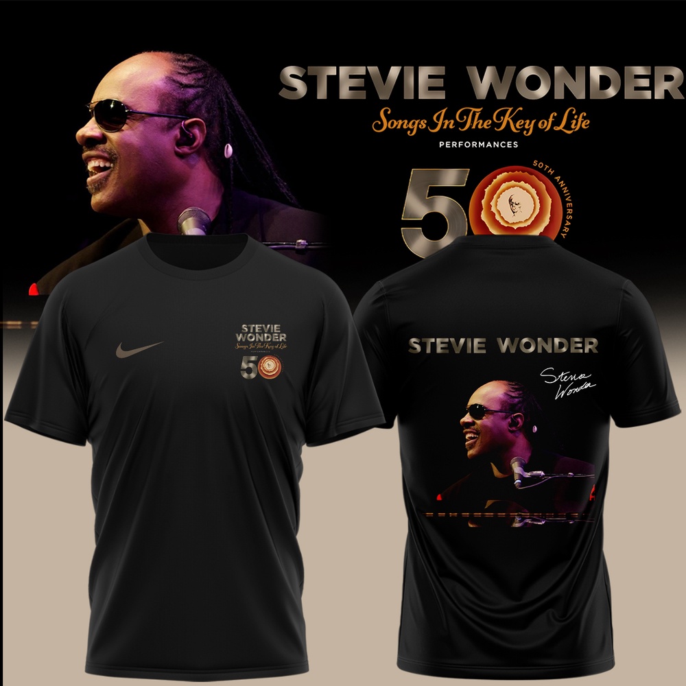 Stevie Wonder Songs in the Key of Life Performances 50th Anniversary Graphic White T Shirt, Trending 3D Music Shirt Stevie Wonder Songs in the Key of Life Performances 50th Anniversary Graphic White T Shirt, Trending 3D Music Shirt