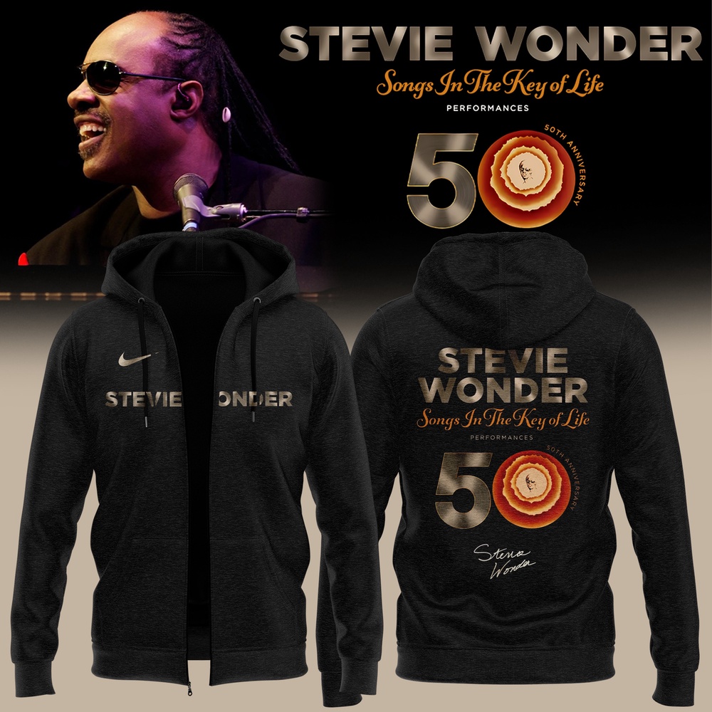 Stevie Wonder Songs in the Key of Life Performances 50th Anniversary Signed Zip Hoodie, Trending 3D Music Shirt Stevie Wonder Songs IN The Key OF Life Performances 50th Anniversary Signed Zip Hoodie