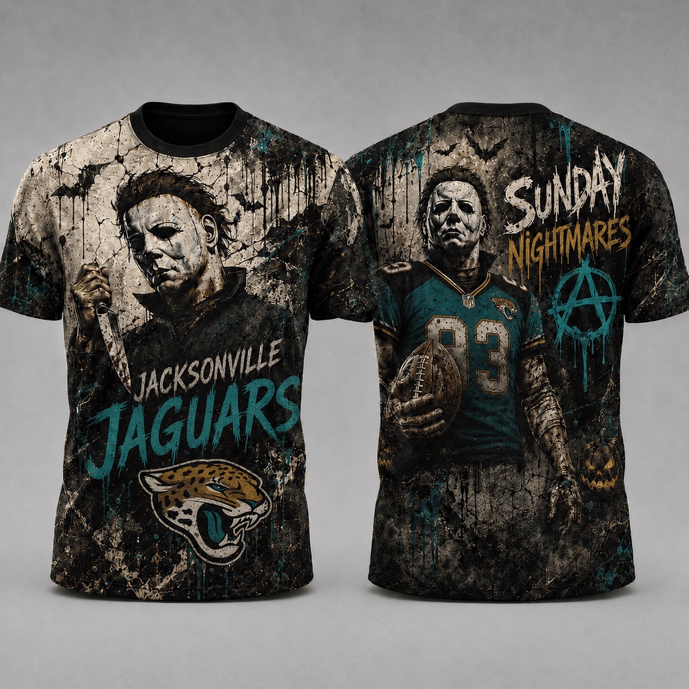 Jacksonville Jaguars NFL Michael Myers Sunday Nightmares Horror Halloween 3D T Shirt, Football New Design Shirt Jacksonville Jaguars NFL Michael Myers Sunday Nightmares Horror Halloween 3D T Shirt, Football New Design Shirt