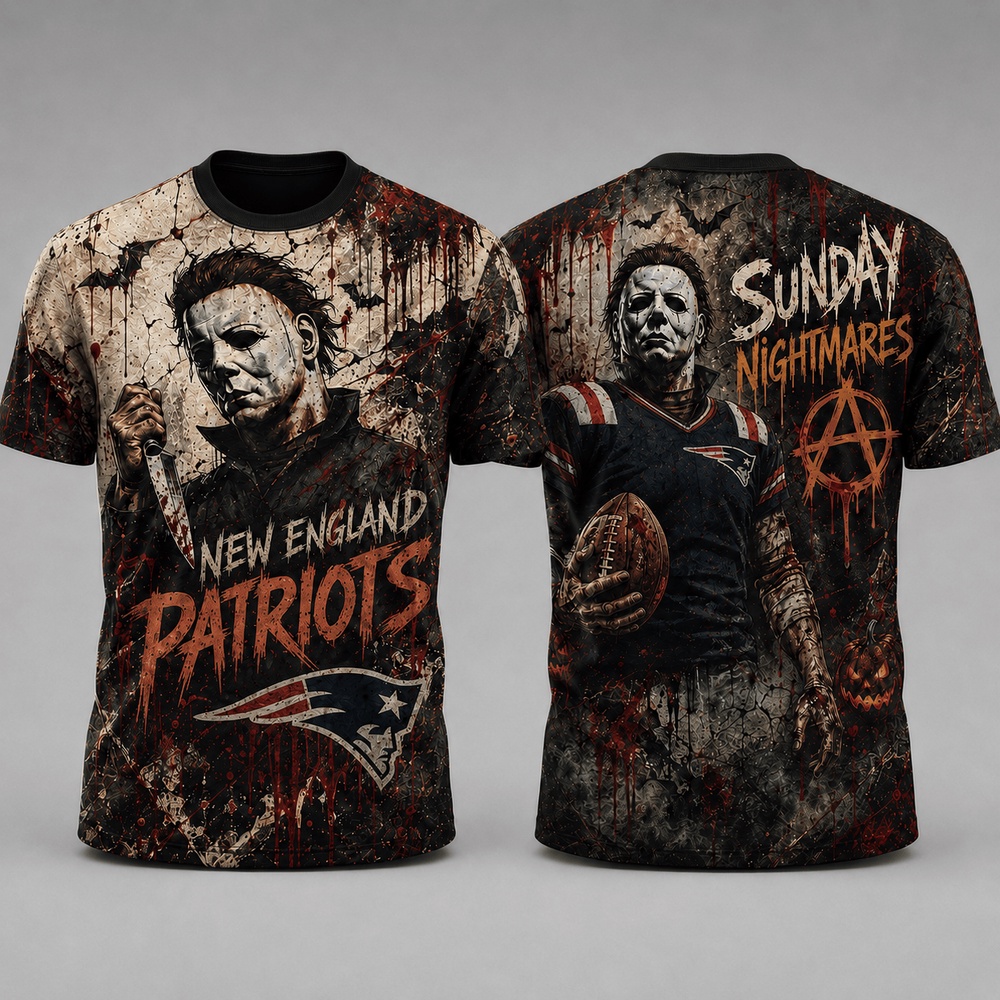New England Patriots NFL Michael Myers Sunday Nightmares Horror Halloween 3D T Shirt, Football New Design Shirt New England Patriots NFL Michael Myers Sunday Nightmares Horror Halloween 3D T Shirt, Football New Design Shirt