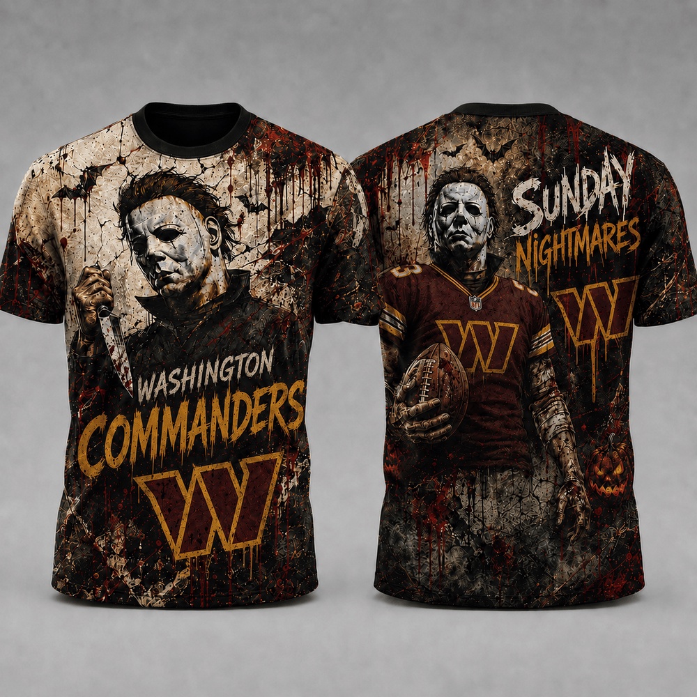 Washington Commanders NFL Michael Myers Sunday Nightmares Horror Halloween 3D T Shirt, Football New Design Shirt Washington Commanders NFL Michael Myers Sunday Nightmares Horror Halloween 3D T Shirt, Football New Design Shirt