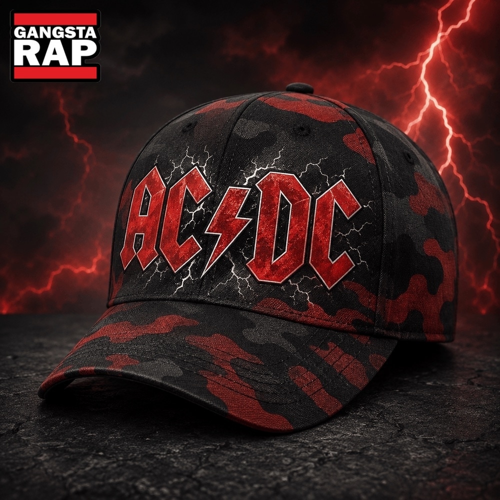ACDC High Voltage Thunderstorm Red Camo Rock Classic Cap, Trendy Music Baseball Cap ACDC High Voltage Thunderstorm Red Camo Rock Classic Cap, Trendy Music Baseball Cap