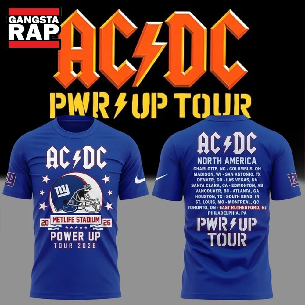 ACDC x New York Giants POWER UP TOUR 2026 Newest T Shirt, Trending 3D Music Shirt ACDC x New York Giants POWER UP TOUR 2026 Newest T Shirt, Trending 3D Music Shirt