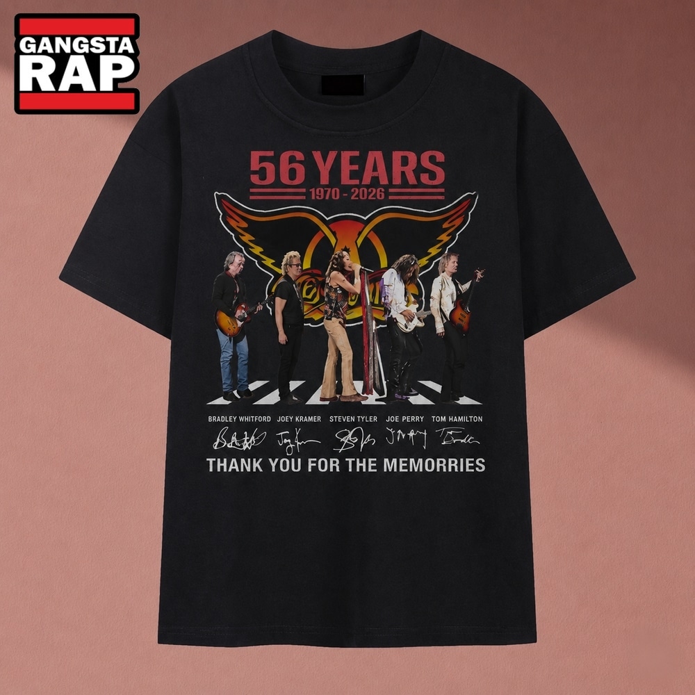 Aerosmith 56 Years 1970 2026 Signatures Graphic Rock T Shirt, Music 2D Shirt Aerosmith 56 Years 1970 2026 Signatures Graphic Rock T Shirt, Music 2D Shirt