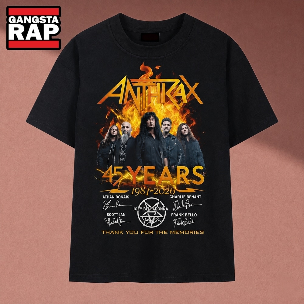 Anthrax 45 Years 1981 2026 Anniversary Signatures Rock T Shirt, Music 2D Shirt Anthrax 45 Years 1981 2026 Anniversary Signatures Rock T Shirt, Music 2D Shirt