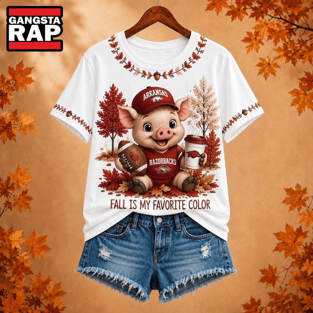 Arkansas Razorbacks NCAA Fall Is My Favorite Color Football Unisex 3D Shirt, NCAA 3D Shirt Arkansas Razorbacks NCAA Fall Is My Favorite Color Football Unisex 3D Shirt, NCAA 3D Shirt