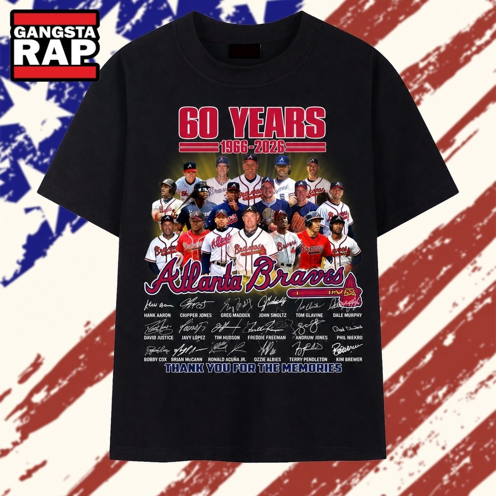 Atlanta Braves 60 Years 1966 2026 Legends Signatures T Shirt, Trending 2D Shirt Atlanta Braves 60 Years 1966 2026 Legends Signatures T Shirt, Trending 2D Shirt