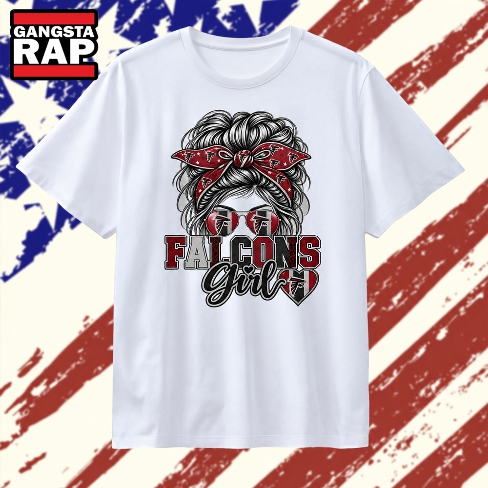 Atlanta Falcons Girl Messy Bun Sunglasses T Shirt, Trending 2D Shirt Atlanta Falcons Girl Messy Bun Sunglasses T Shirt, Trending 2D Shirt