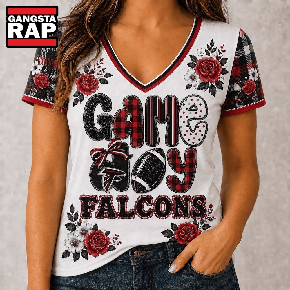 Atlanta Falcons NFL Football Flowers Team Pride V Neck T Shirt, NFL V Neck T-Shirt Atlanta Falcons NFL Football Flowers Team Pride V Neck T Shirt, NFL V Neck T-Shirt