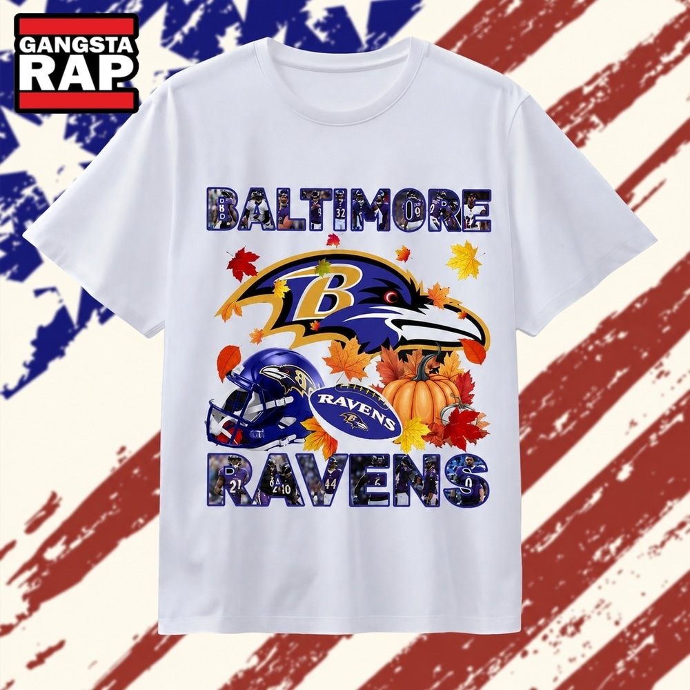Baltimore Ravens Football Autumn Fall Leaves Graphic T Shirt, Trending 2D Shirt Baltimore Ravens Football Autumn Fall Leaves Graphic T Shirt
