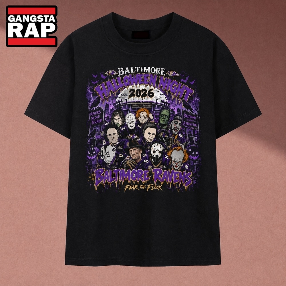 Baltimore Ravens Halloween Night 2026 Horror Characters Fear The Flock T Shirt, Music 2D Shirt Baltimore Ravens Halloween Night 2026 Horror Characters Fear The Flock T Shirt, Music 2D Shirt