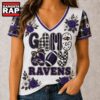 Baltimore Ravens NFL Football Flowers Team Pride V Neck T Shirt, NFL V Neck T-Shirt Baltimore Ravens Nfl Football Flowers Team Pride V Neck T Shirt