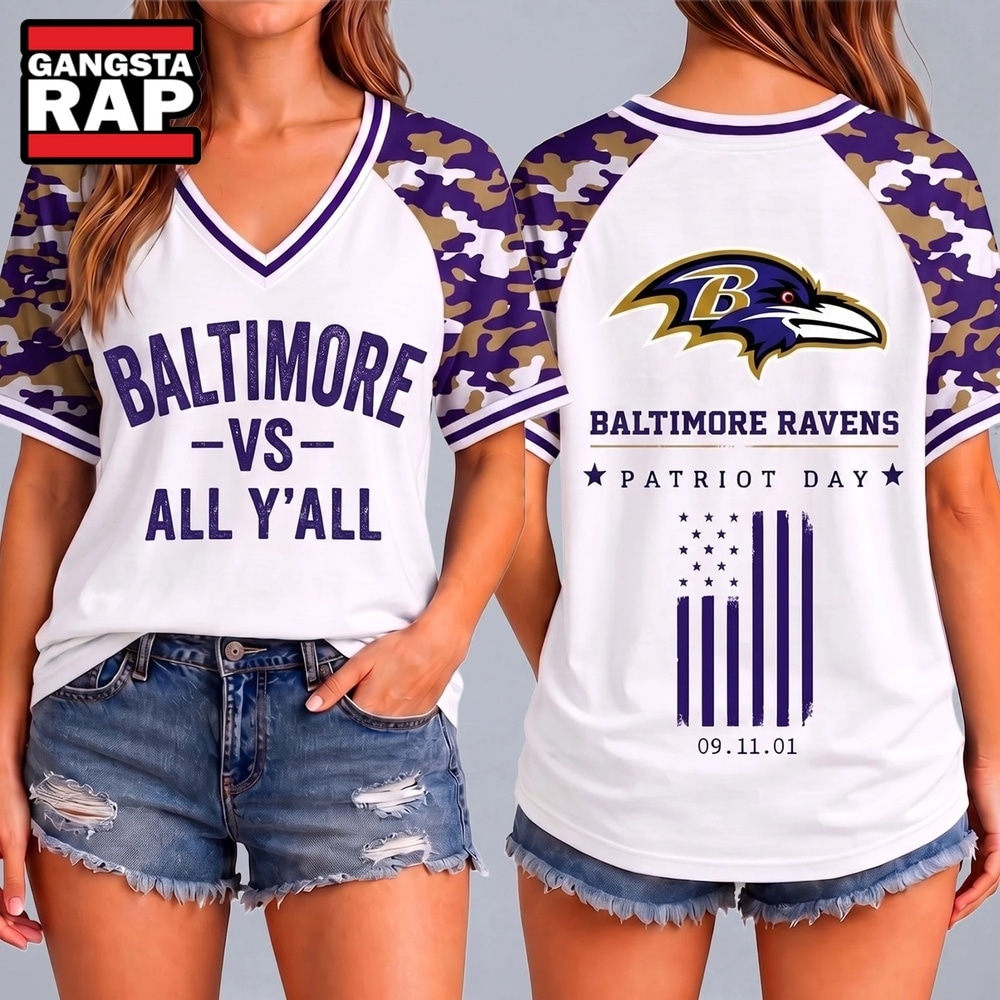 Baltimore Ravens NFL vs All Y' All United We Stand V Neck T Shirt, NFL V Neck T-Shirt Baltimore Ravens Nfl VS All Y All United WE Stand V Neck T Shirt