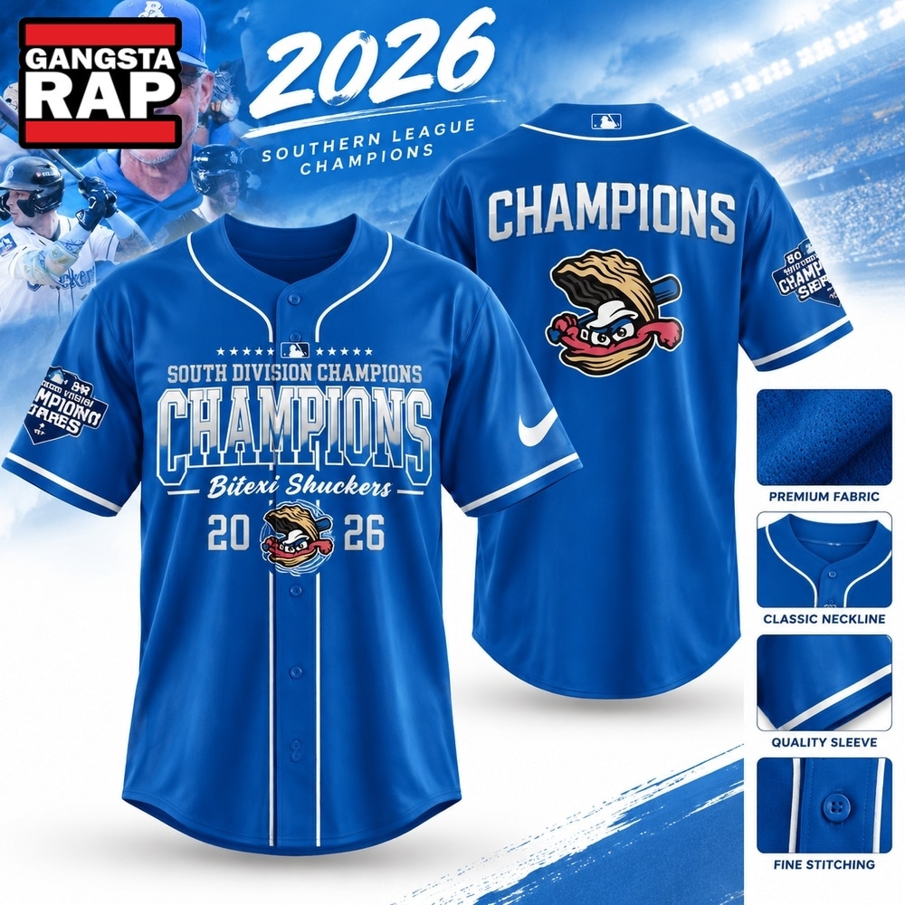 Biloxi Shuckers 2026 South Division Champions Baseball Jersey, Trending Baseball Jersey Biloxi Shuckers 2026 South Division Champions Baseball Jersey
