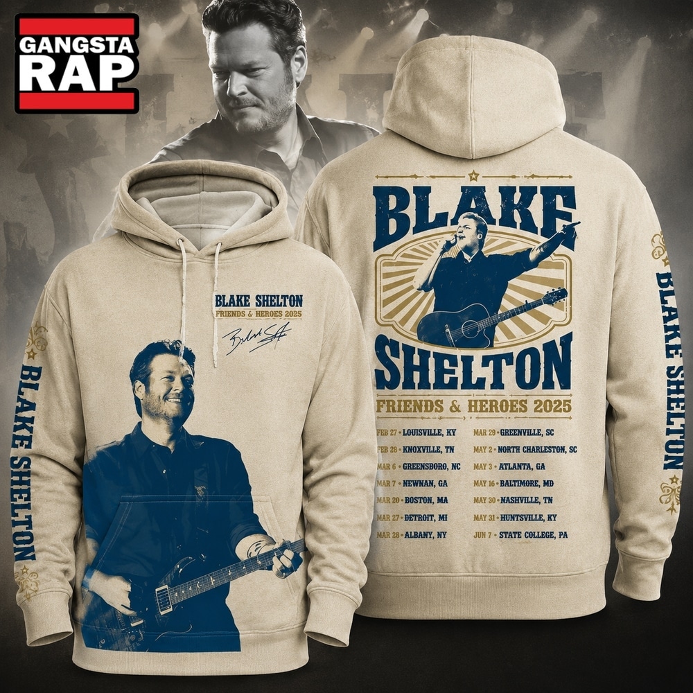 Blake Shelton Friends And Heroes 2025 Tour Hoodie, Trending 3D Music Shirt Blake Shelton Friends And Heroes 2025 Tour Hoodie, Trending 3D Music Shirt