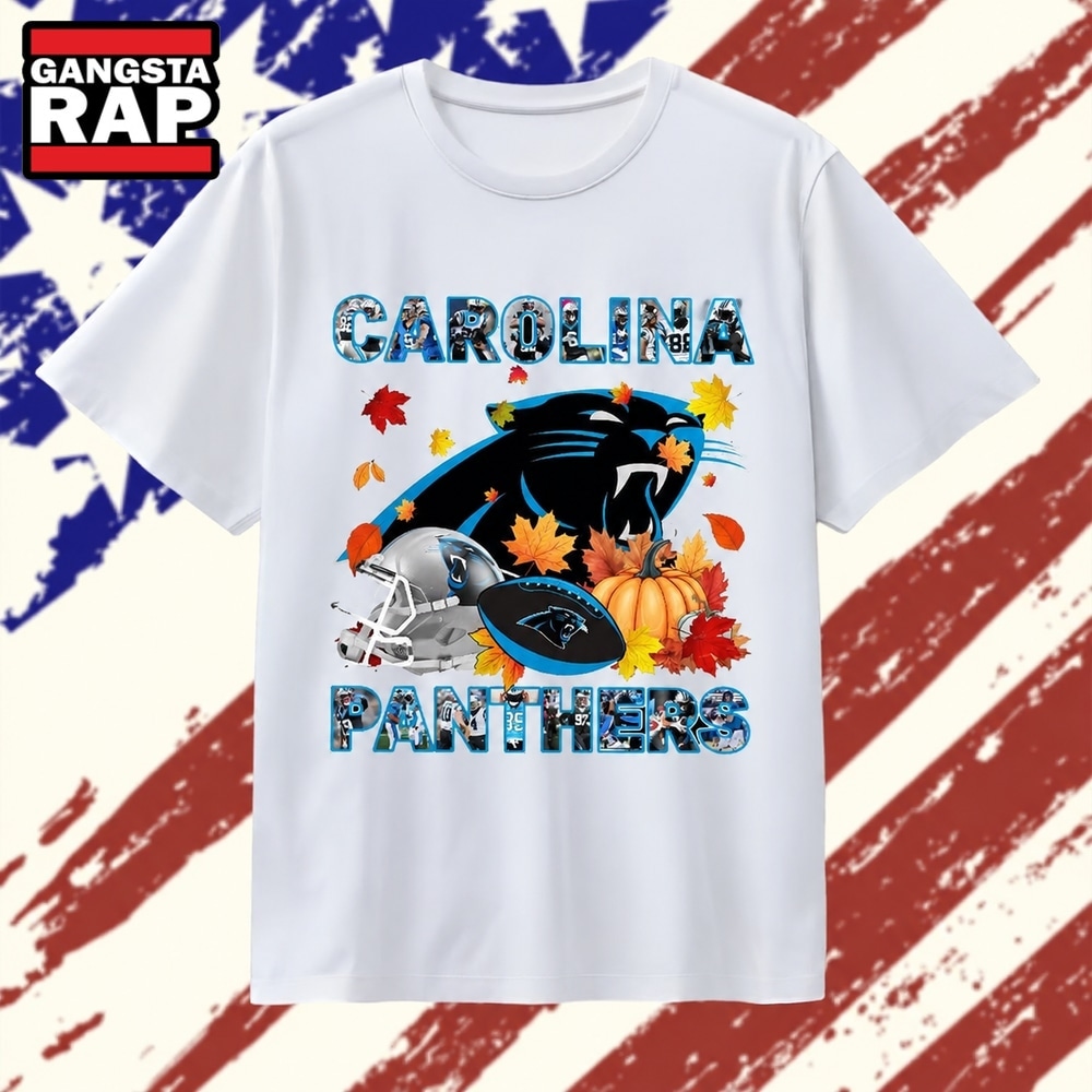 Carolina Panthers Football Autumn Leaves Pumpkin Graphic T Shirt, Trending 2D Shirt Carolina Panthers Football Autumn Leaves Pumpkin Graphic T Shirt