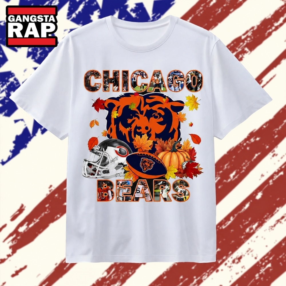 Chicago Bears Football Autumn Fall Leaves Pumpkin Graphic T Shirt, Trending 2D Shirt Chicago Bears Football Autumn Fall Leaves Pumpkin Graphic T Shirt