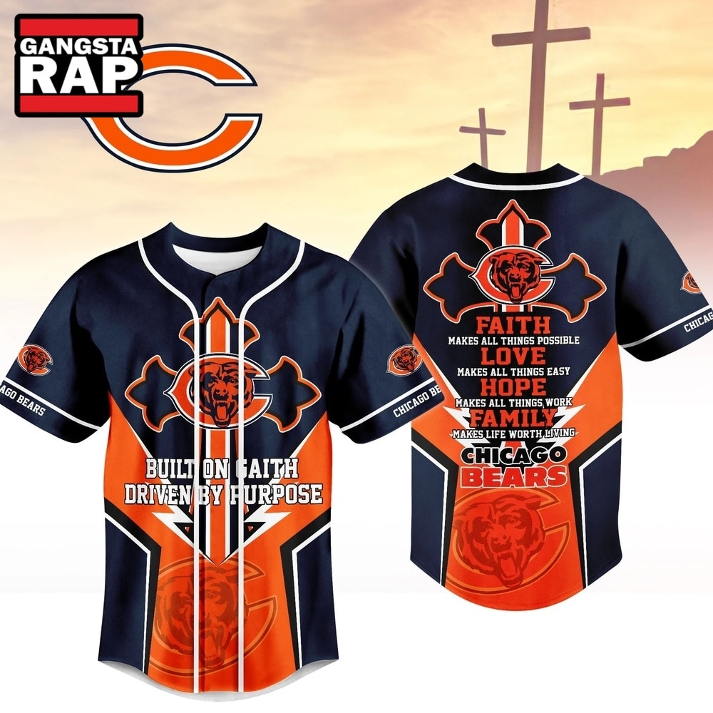 Chicago Bears NFL Blessed Beyond The Score Baseball Jersey, NFL Baseball Jersey Chicago Bears Nfl Blessed Beyond The Score Baseball Jersey