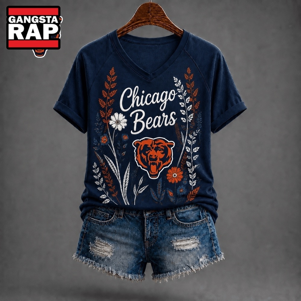 Chicago Bears NFL Floral Garden V Neck T Shirt, NFL V Neck T-Shirt Chicago Bears NFL Floral Garden V Neck T Shirt, NFL V Neck T-Shirt