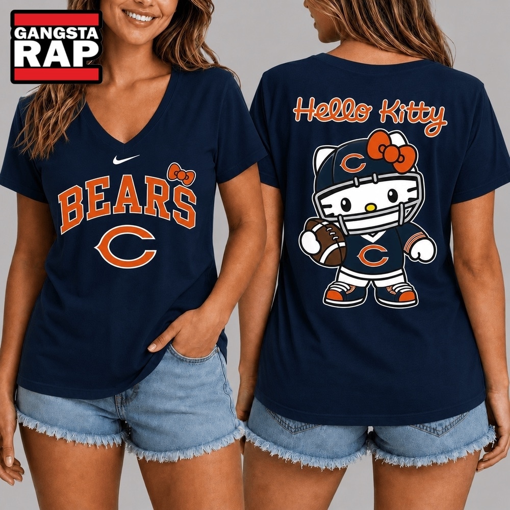 Chicago Bears NFL Hello Kitty Football V Neck T Shirt, NFL V Neck T-Shirt Chicago Bears NFL Hello Kitty Football V Neck T Shirt, NFL V Neck T-Shirt