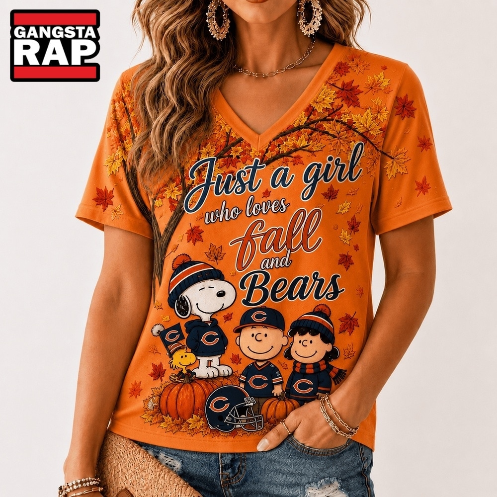 Chicago Bears NFL Snoopy Peanuts Fall Season V Neck T Shirt, NFL V Neck T-Shirt Chicago Bears Nfl Snoopy Peanuts Fall Season V Neck T Shirt