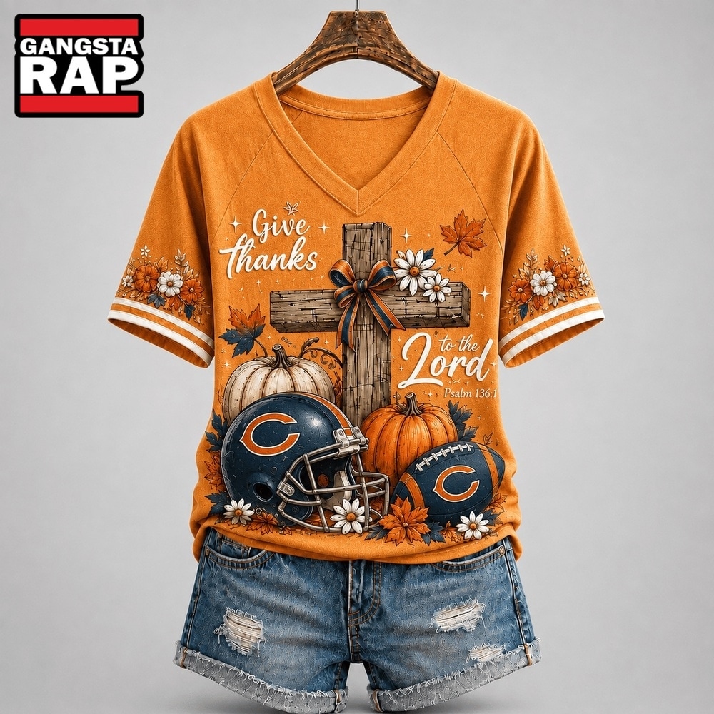 Chicago Bears NFL Thanksgiving Faith And Football V Neck T Shirt, NFL V Neck T-Shirt Chicago Bears NFL Thanksgiving Faith And Football V Neck T Shirt, NFL V Neck T-Shirt