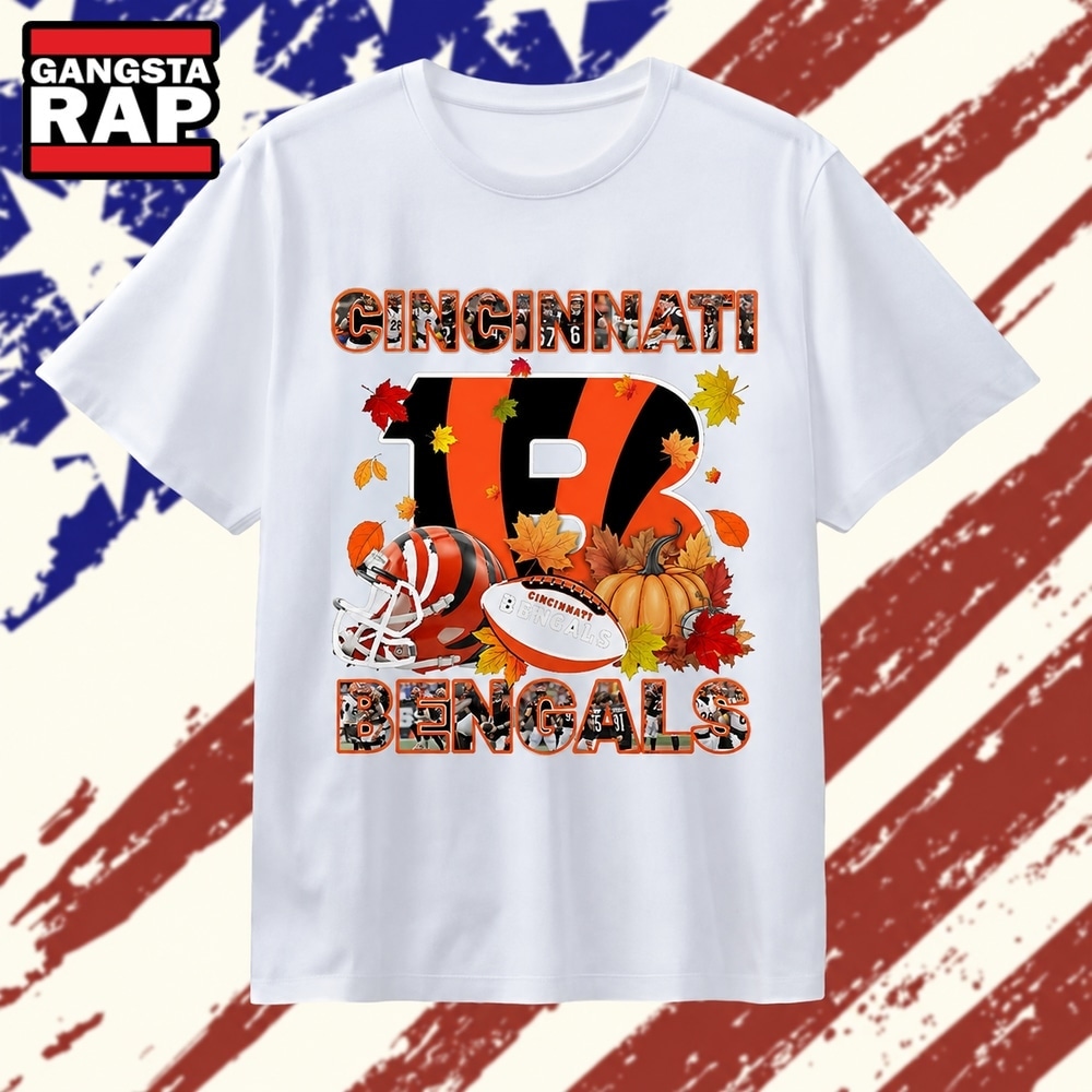 Cincinnati Bengals Football Autumn Fall Pumpkin Graphic T Shirt, Trending 2D Shirt Cincinnati Bengals Football Autumn Fall Pumpkin Graphic T Shirt