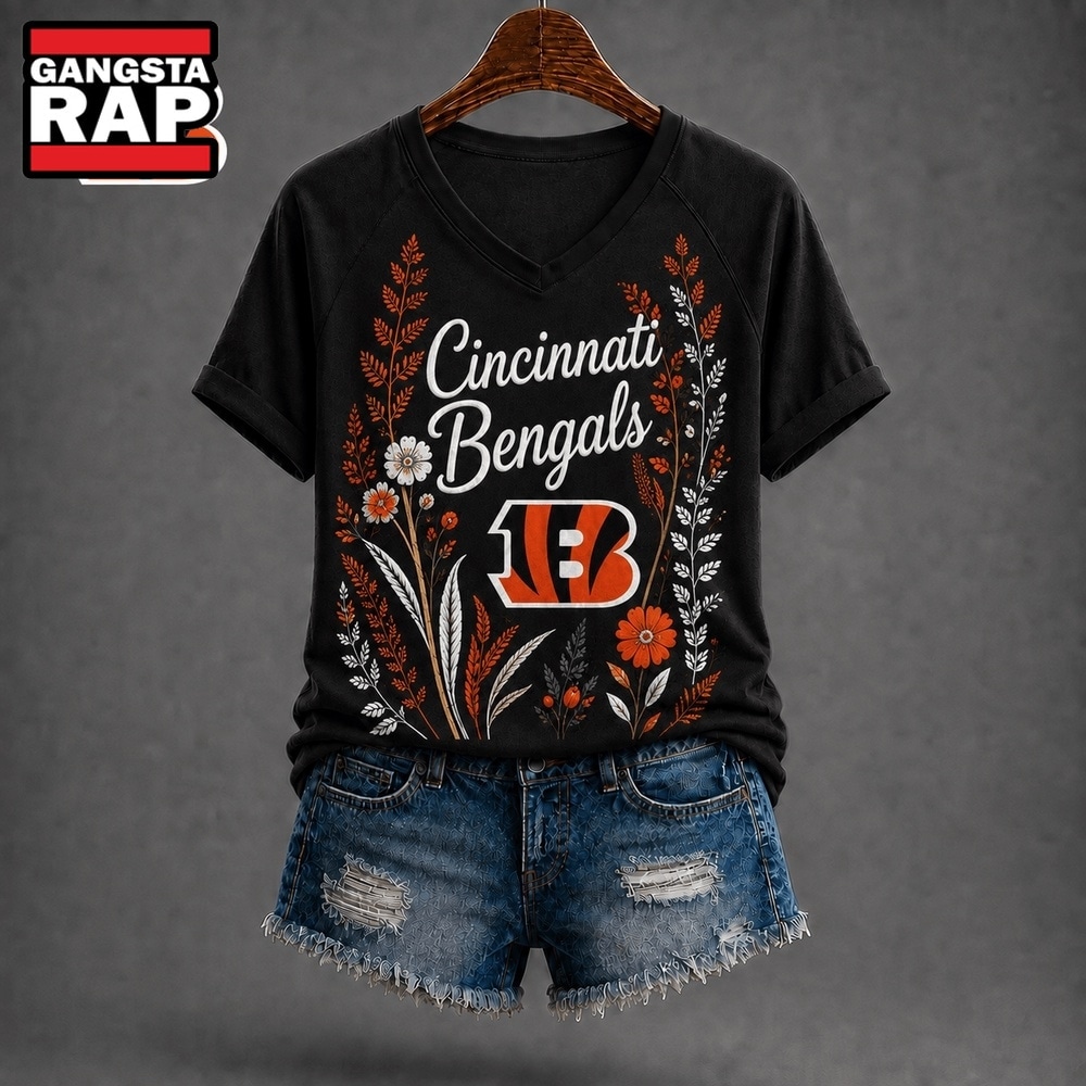 Cincinnati Bengals NFL Floral Garden V Neck T Shirt, NFL V Neck T-Shirt Cincinnati Bengals NFL Floral Garden V Neck T Shirt, NFL V Neck T-Shirt
