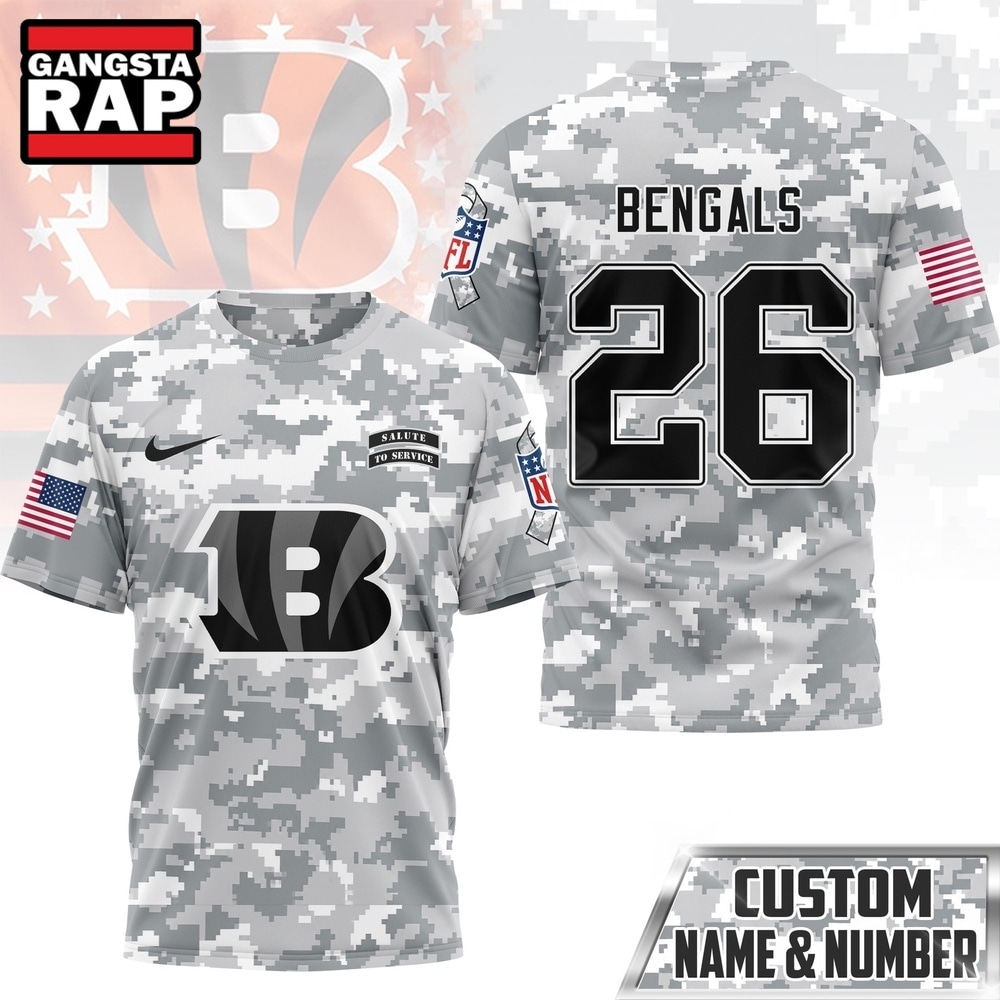 Cincinnati Bengals NFL Salute to Service Custom Name & Number Camo 3D Shirt, Football New Design Shirt Cincinnati Bengals Nfl Salute TO Service Custom Name Number Camo 3D Shirt