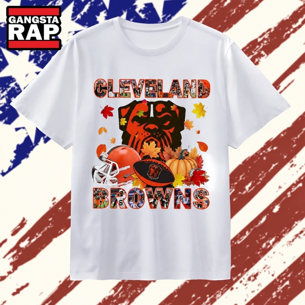 Cleveland Browns Football Autumn Leaves Pumpkin Graphic T Shirt, Trending 2D Shirt Cleveland Browns Football Autumn Leaves Pumpkin Graphic T Shirt