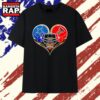 Dallas Cowboys and Texas Tech Red Raiders Heart Football Helmet T Shirt, Trending 2D Shirt Dallas Cowboys And Texas Tech Red Raiders Heart Football Helmet T Shirt
