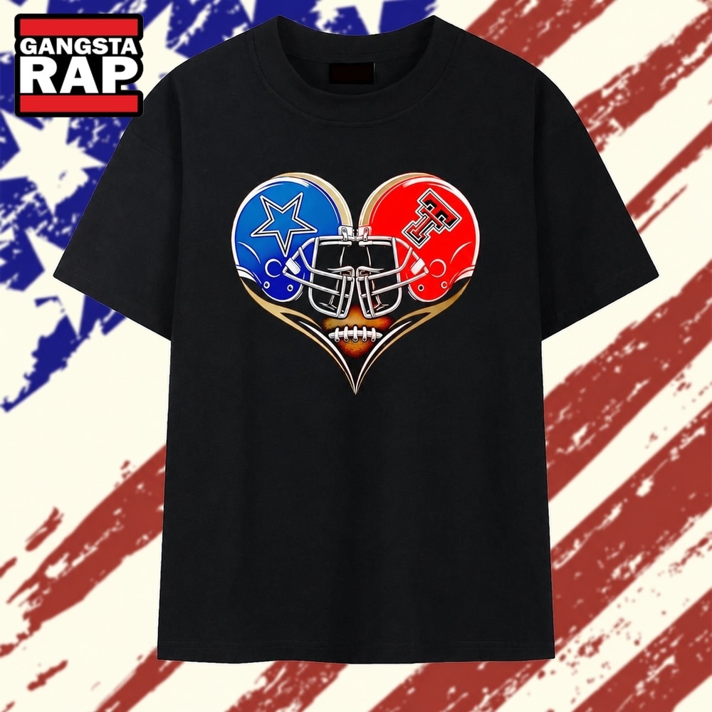 Dallas Cowboys and Texas Tech Red Raiders Heart Football Helmet T Shirt, Trending 2D Shirt Dallas Cowboys and Texas Tech Red Raiders Heart Football Helmet T Shirt, Trending 2D Shirt
