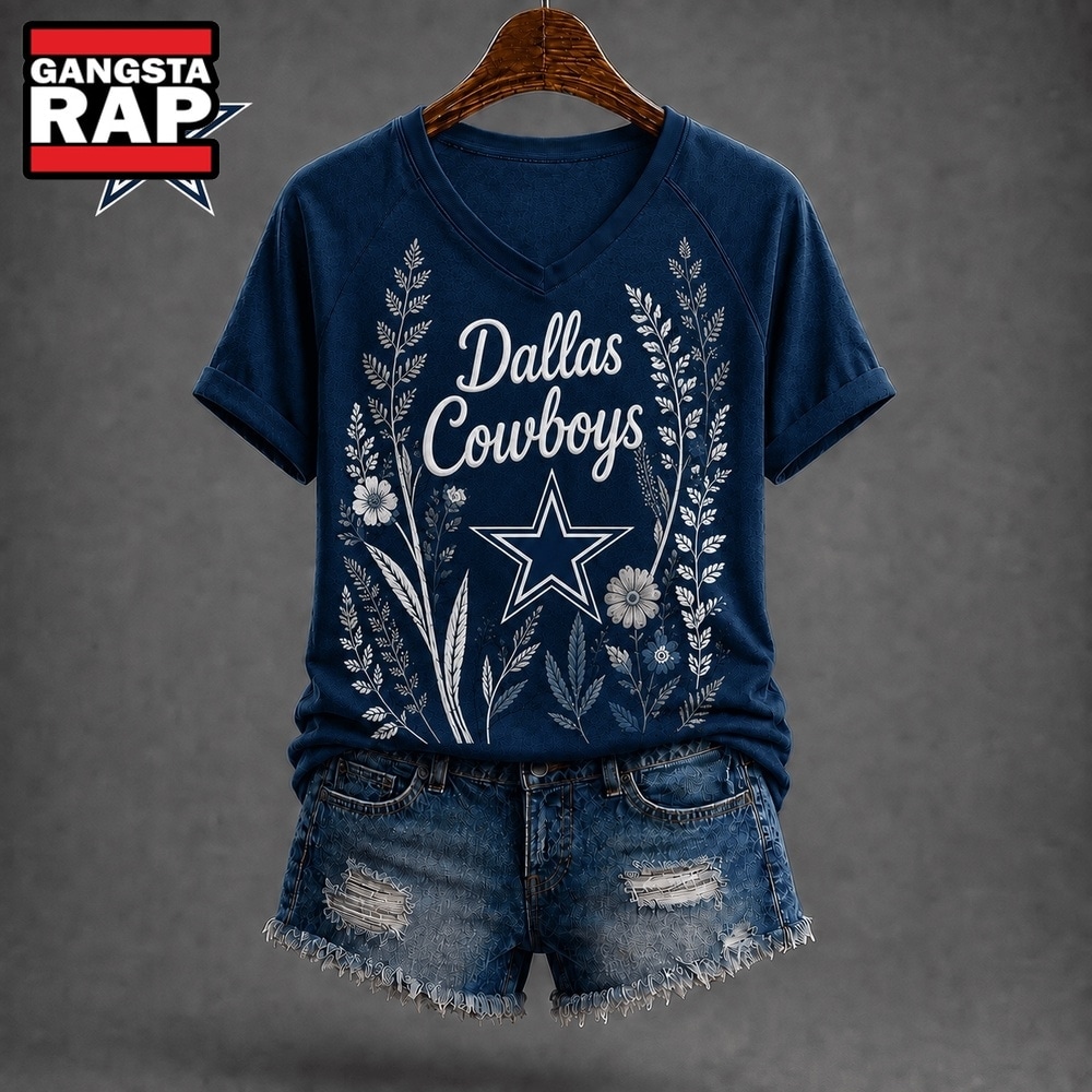 Dallas Cowboys NFL Floral Garden V Neck T Shirt, NFL V Neck T-Shirt Dallas Cowboys NFL Floral Garden V Neck T Shirt, NFL V Neck T-Shirt