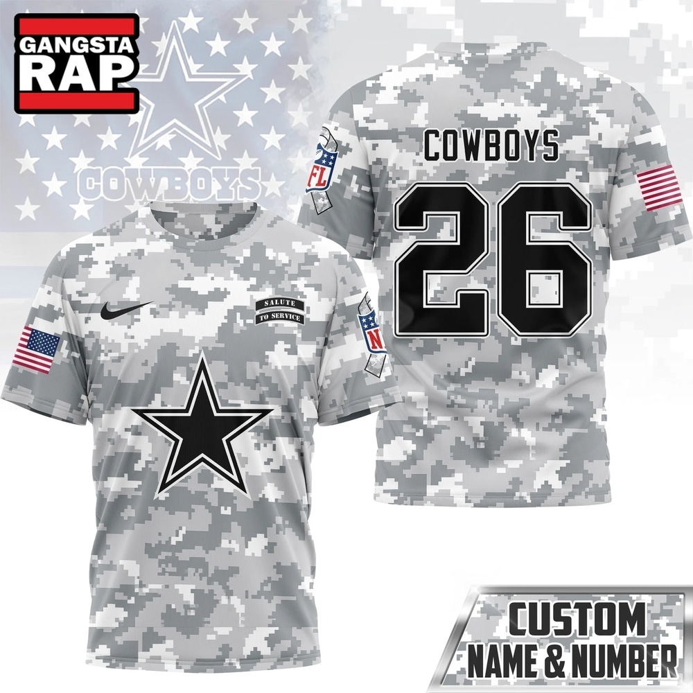 Dallas Cowboys NFL Salute to Service Custom Name & Number Camo 3D Shirt, Football New Design Shirt Dallas Cowboys Nfl Salute TO Service Custom Name Number Camo 3D Shirt