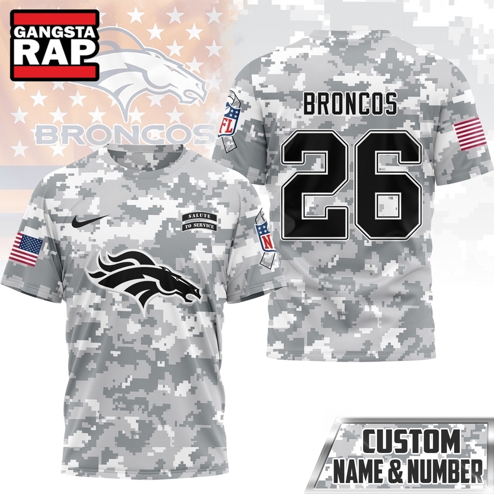 Denver Broncos NFL Salute to Service Custom Name & Number Camo 3D Shirt, Football New Design Shirt Denver Broncos NFL Salute to Service Custom Name & Number Camo 3D Shirt, Football New Design Shirt