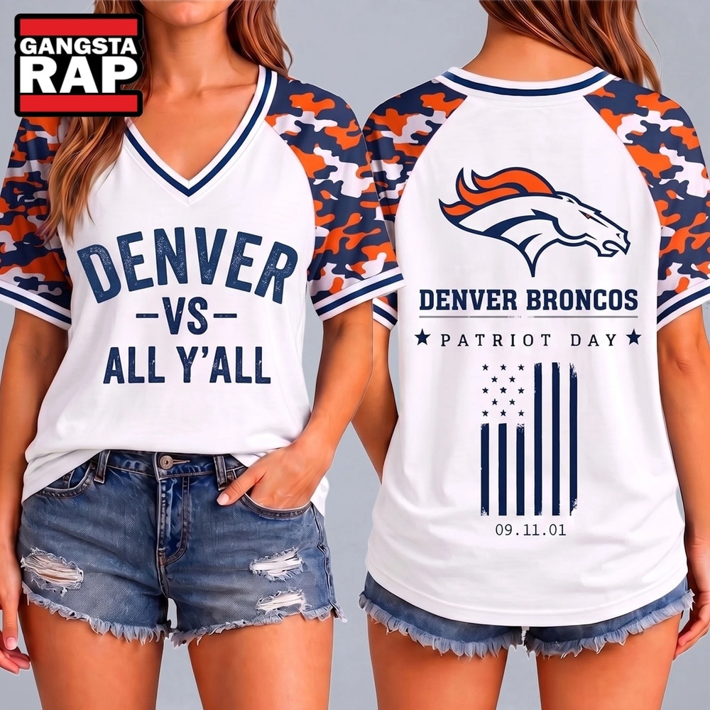 Denver Broncos NFL vs All Y' All United We Stand V Neck T Shirt, NFL V Neck T-Shirt Denver Broncos Nfl VS All Y All United WE Stand V Neck T Shirt