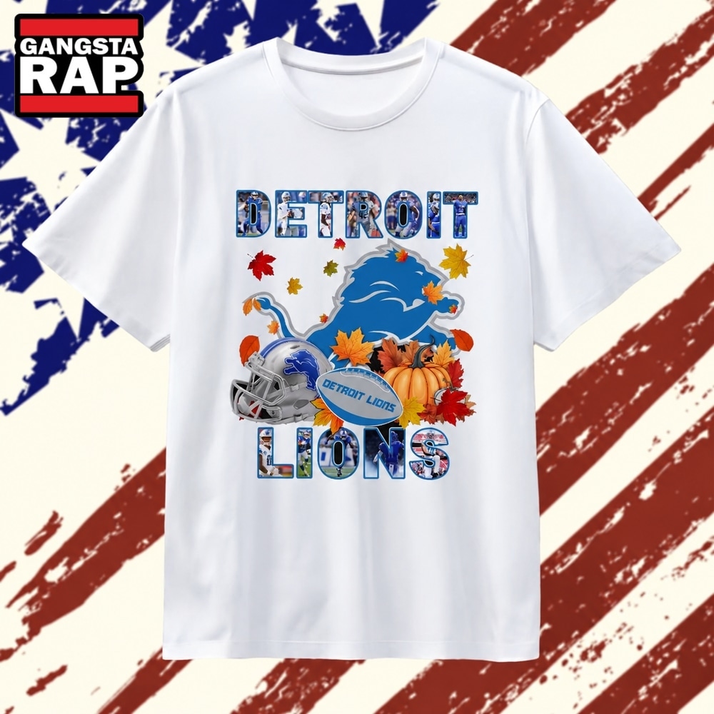 Detroit Lions Football Autumn Fall Pumpkin Graphic T Shirt, Trending 2D Shirt Detroit Lions Football Autumn Fall Pumpkin Graphic T Shirt