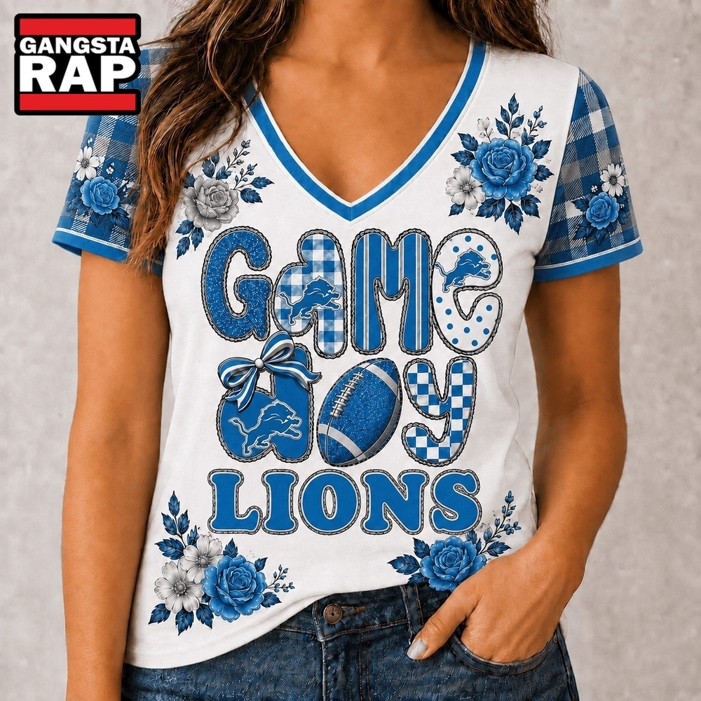 Detroit Lions NFL Football Flowers Team Pride V Neck T Shirt, NFL V Neck T-Shirt Detroit Lions NFL Football Flowers Team Pride V Neck T Shirt, NFL V Neck T-Shirt