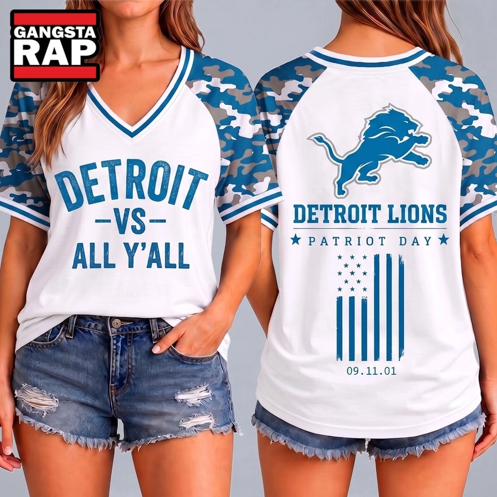 Detroit Lions NFL vs All Y' All United We Stand V Neck T Shirt, NFL V Neck T-Shirt Detroit Lions Nfl VS All Y All United WE Stand V Neck T Shirt