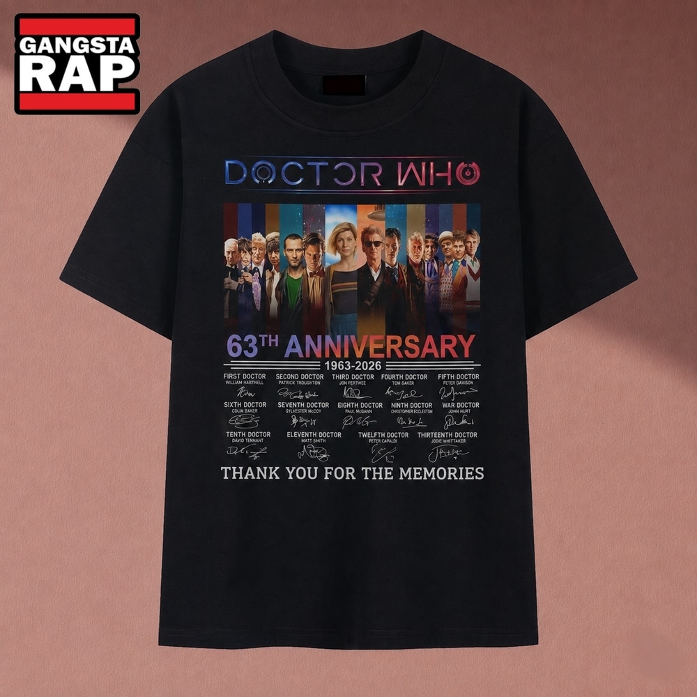 Doctor Who 63rd Anniversary 1963 2026 Signatures Thank You For The Memories T Shirt, Music 2D Shirt Doctor Who 63rd Anniversary 1963 2026 Signatures Thank You For The Memories T Shirt, Music 2D Shirt