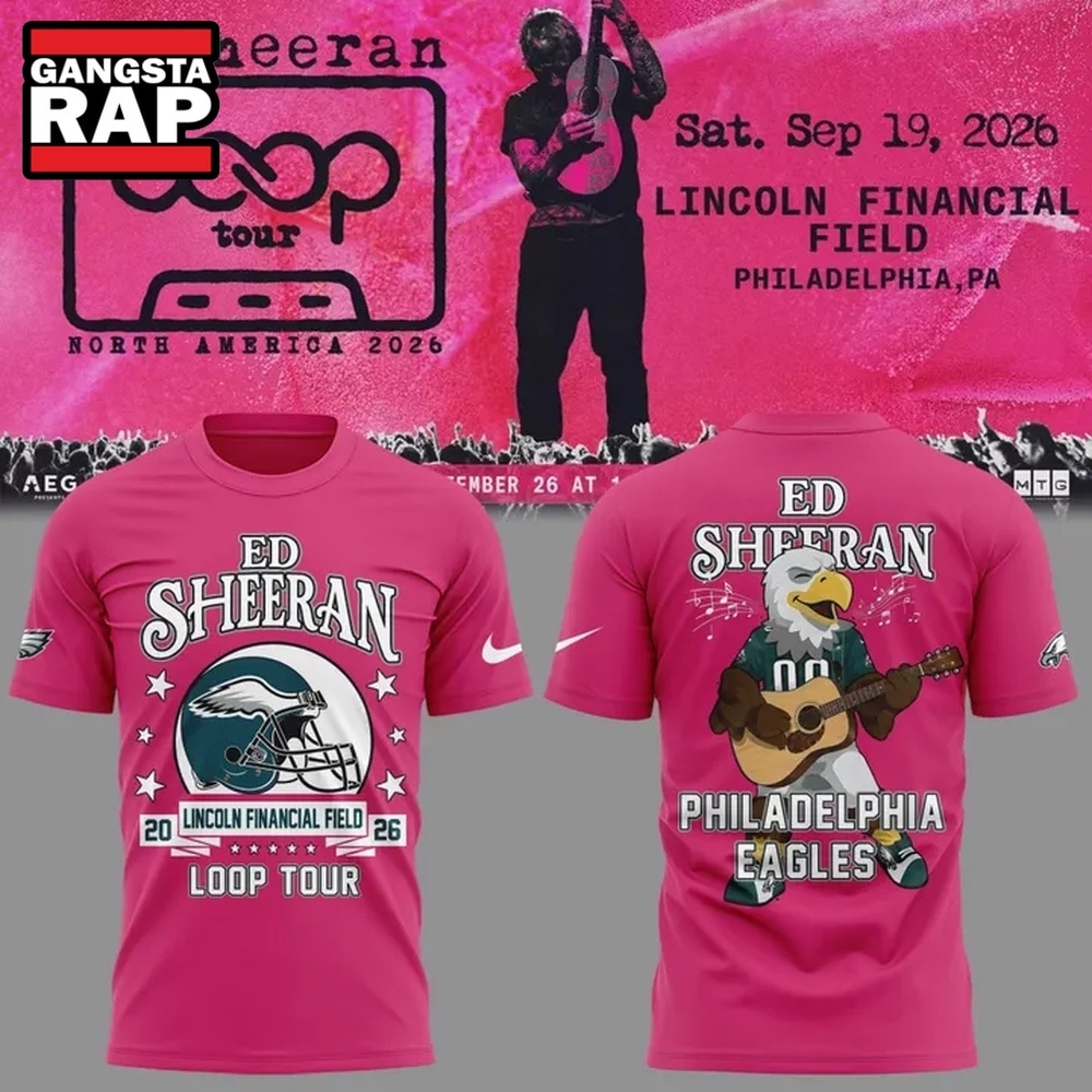 Ed Sheeran Loop Tour 2026 x Philadelphia Eagles Mascot Design 3D Shirt, Trending 3D Music Shirt ED Sheeran Loop Tour 2026 X Philadelphia Eagles Mascot Design 3D Shirt