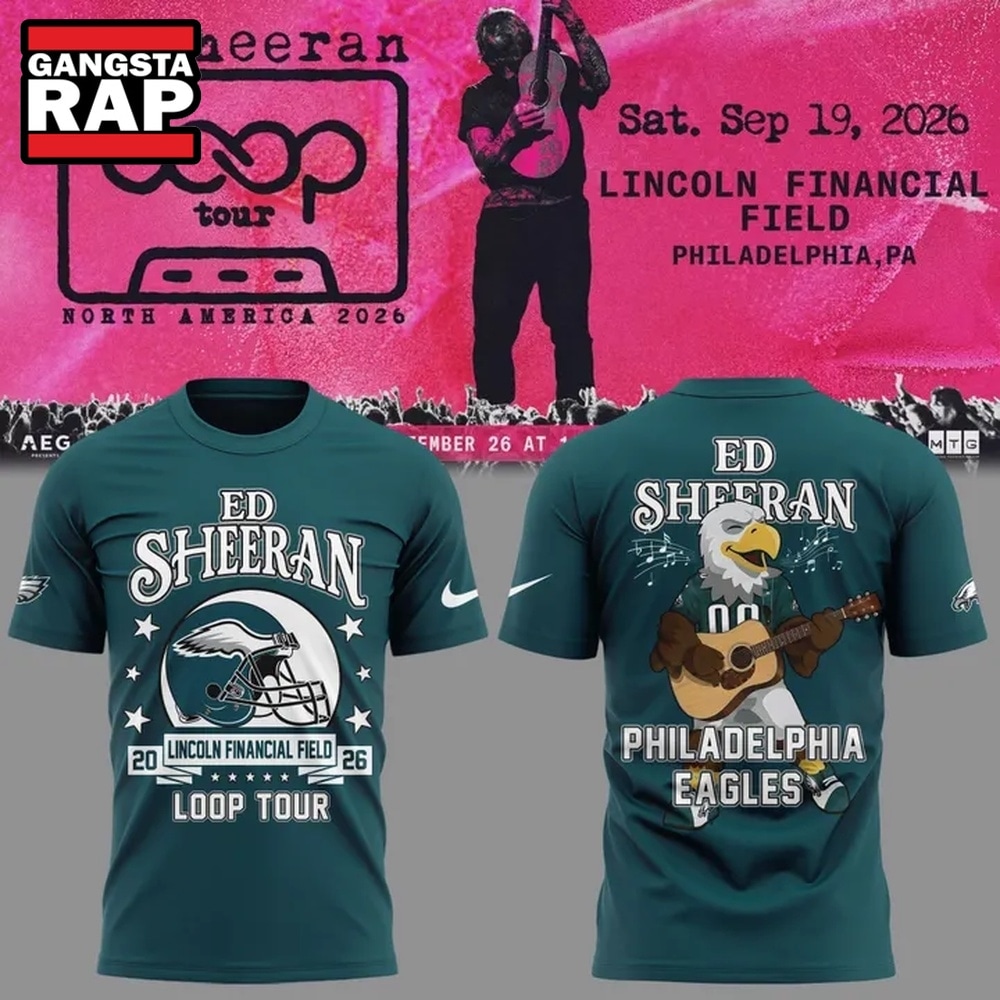 Ed Sheeran Loop Tour 2026 x Philadelphia Eagles Special New T Shirt, Trending 3D Music Shirt ED Sheeran Loop Tour 2026 X Philadelphia Eagles Special New T Shirt