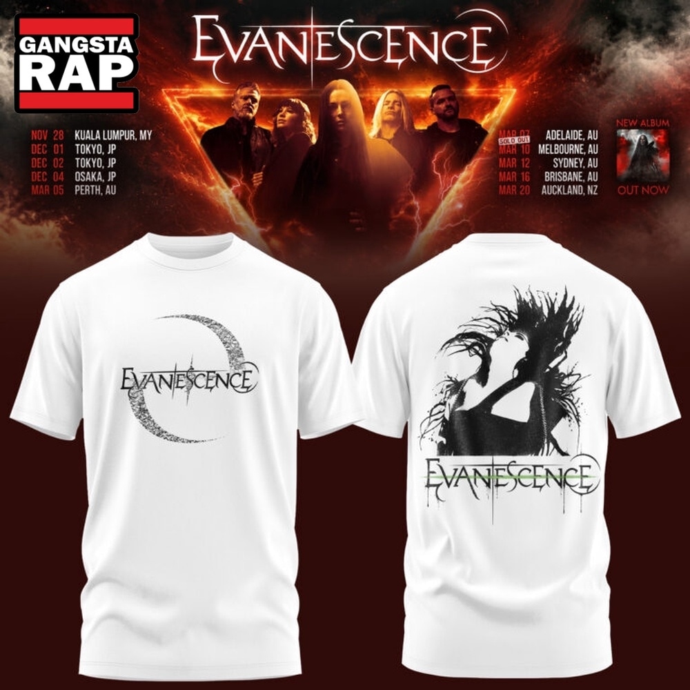 Evanescence Australia & New Zealand Tour 2027 3D Shirt, Trending 3D Music Shirt Evanescence Australia & New Zealand Tour 2027 3D Shirt, Trending 3D Music Shirt