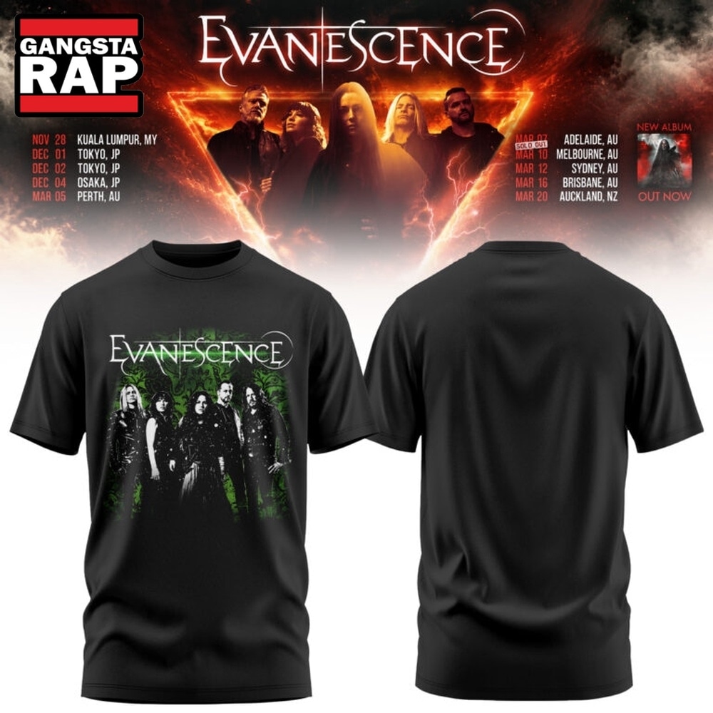 Evanescence Australia & New Zealand Tour 2027 Graphic Design T Shirt, Trending 3D Music Shirt Evanescence Australia & New Zealand Tour 2027 Graphic Design T Shirt, Trending 3D Music Shirt