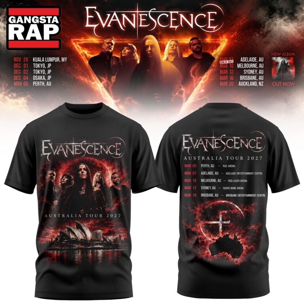 Evanescence Australia & New Zealand Tour 2027 Scheduler T Shirt, Trending 3D Music Shirt Evanescence Australia & New Zealand Tour 2027 Scheduler T Shirt, Trending 3D Music Shirt