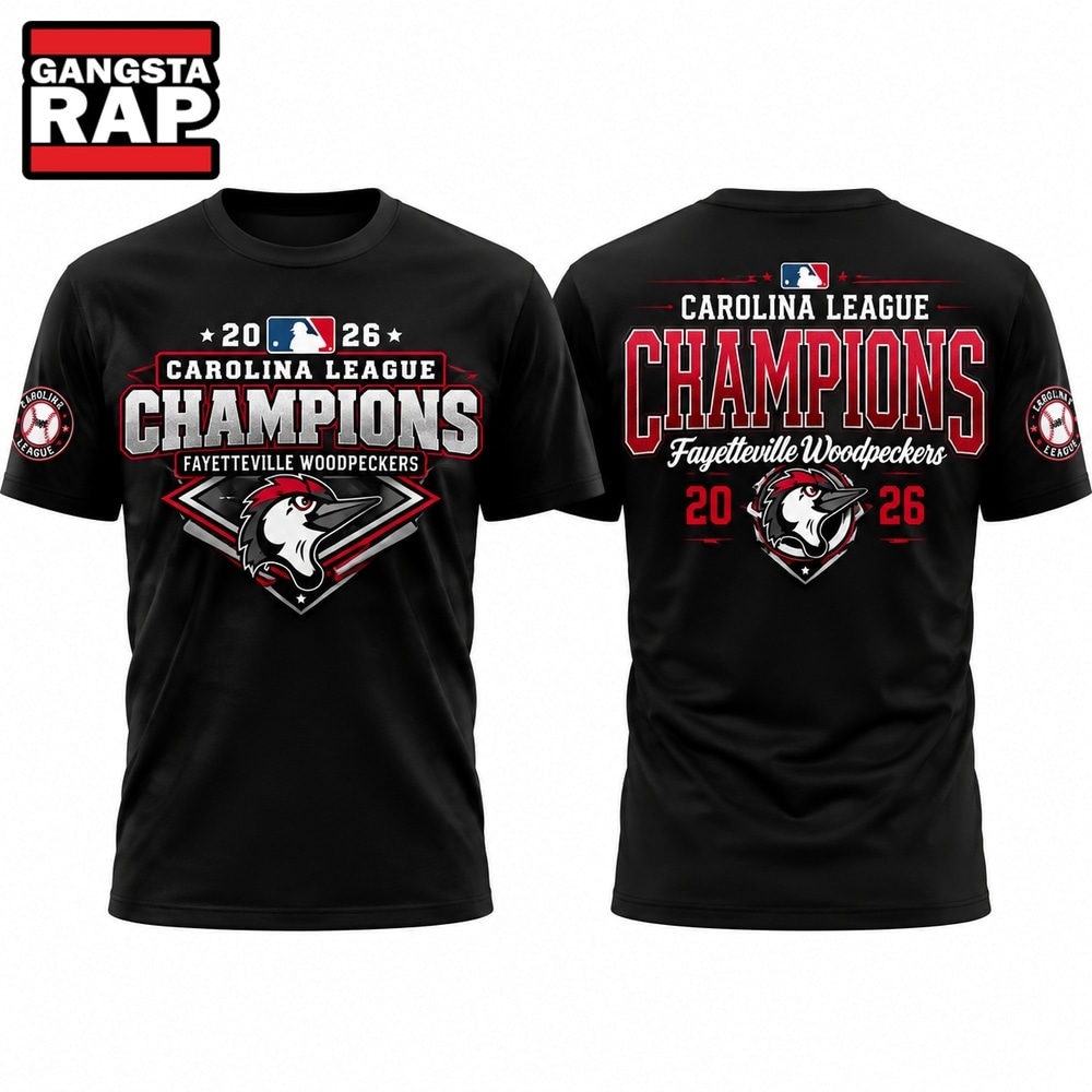 Fayetteville Woodpeckers 2026 Carolina League Champions Black T Shirt, Trending Design Shirt Fayetteville Woodpeckers 2026 Carolina League Champions Black T Shirt