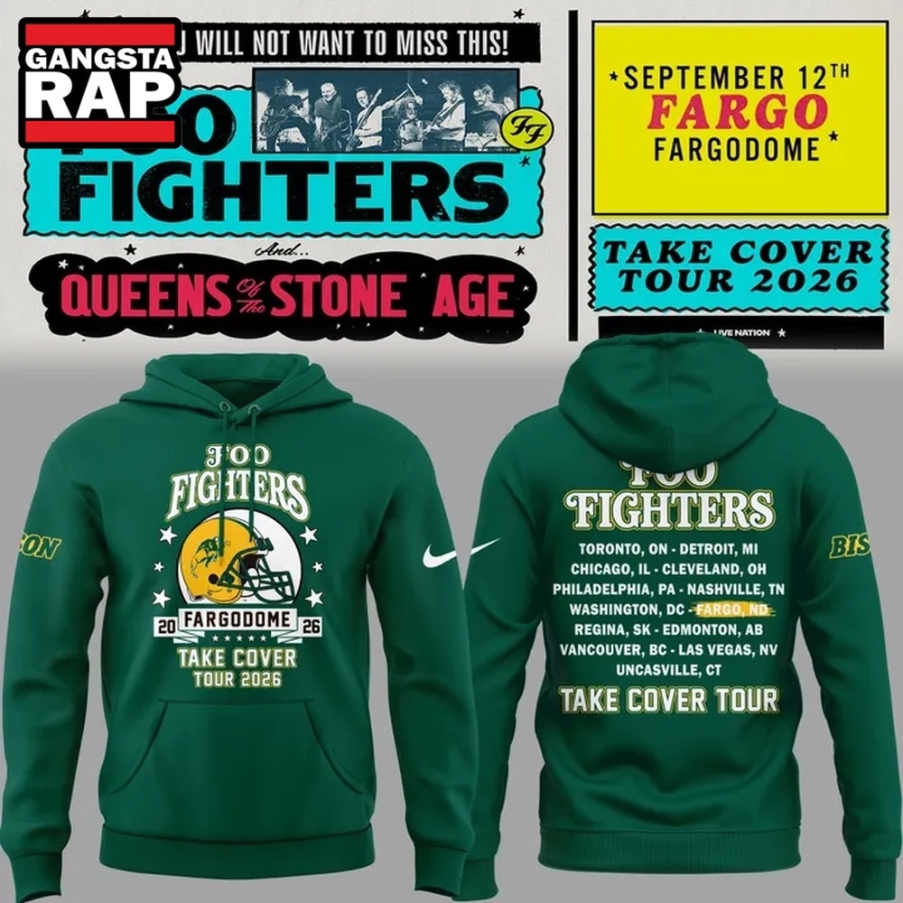 Foo Fighters x North Dakota State Bison Football Take Cover Tour 2026 Hoodie, Trending 3D Music Shirt Foo Fighters x North Dakota State Bison Football Take Cover Tour 2026 Hoodie, Trending 3D Music Shirt